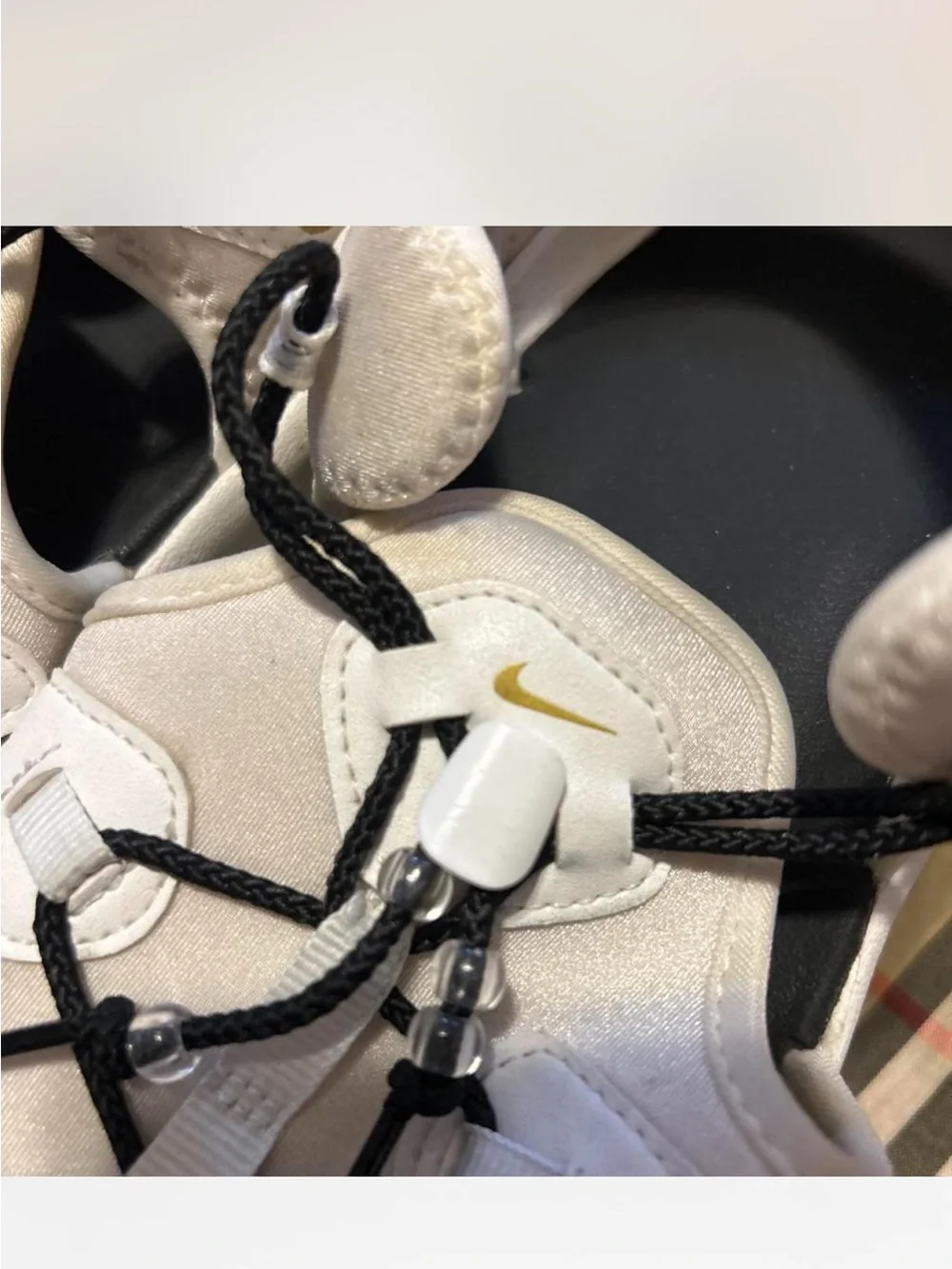 Nike Women's White and Black Sport Sandals with Elastic Toggle Lacing